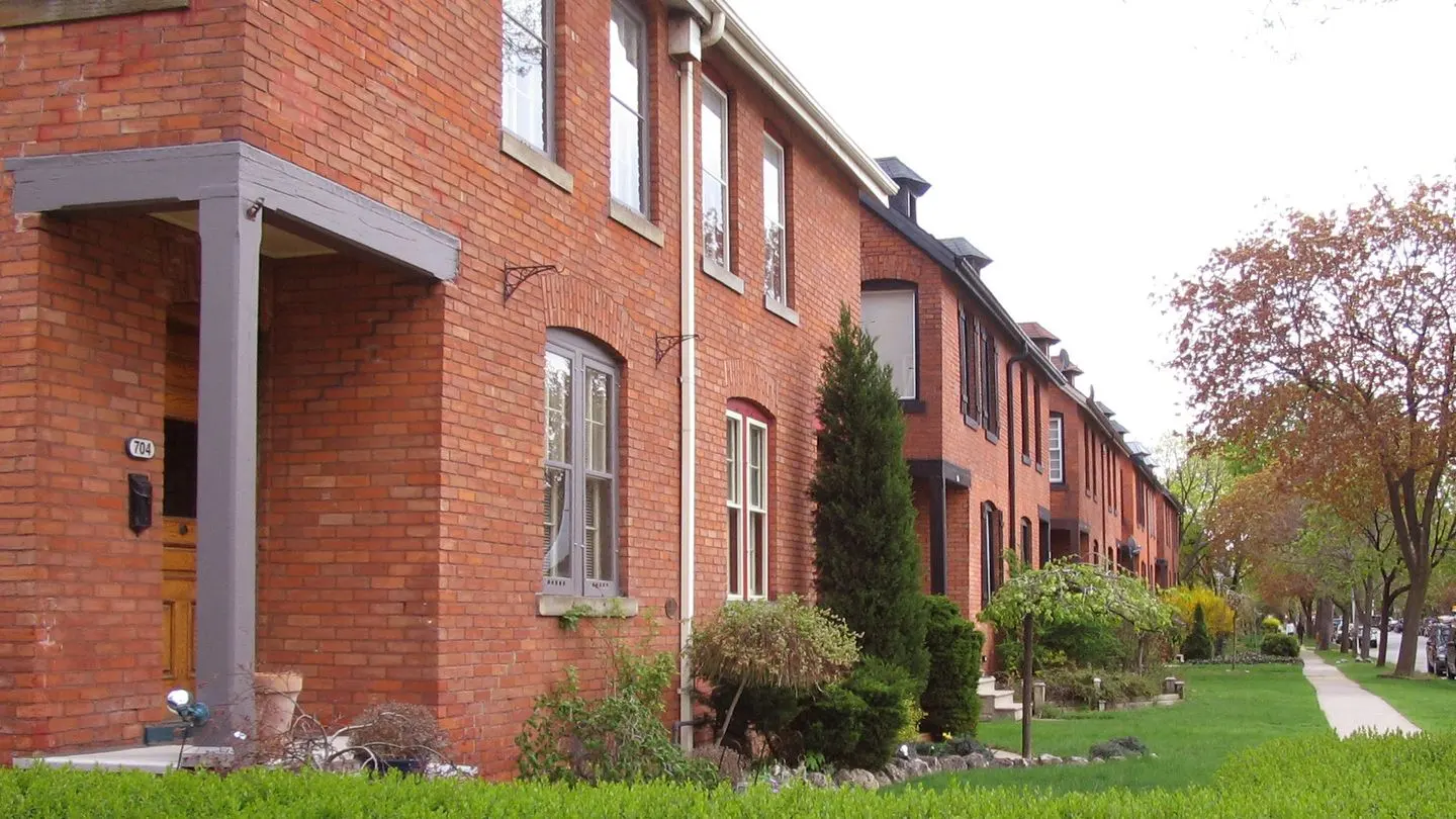 Semi-detached houses on a residential street in Windsor, Ontario, Canada