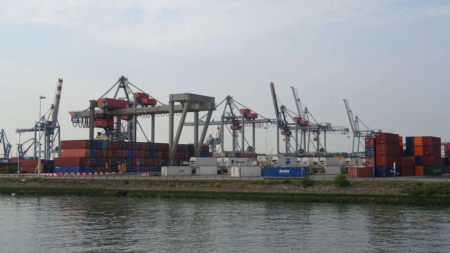Container cranes at a terminal in the Port of Rotterdam