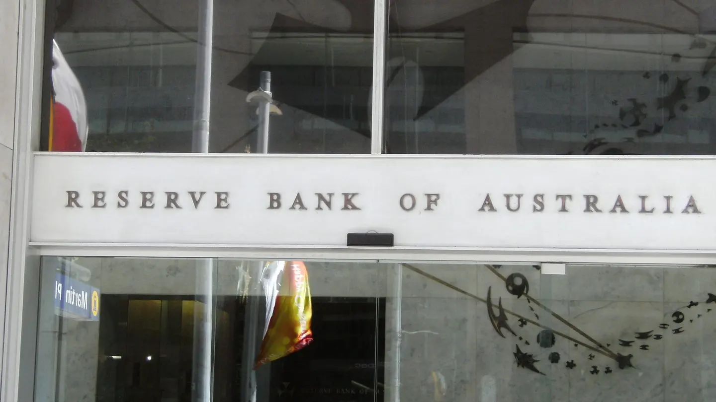 The Reserve Bank of Australia name above the entrance of its building in Sydney