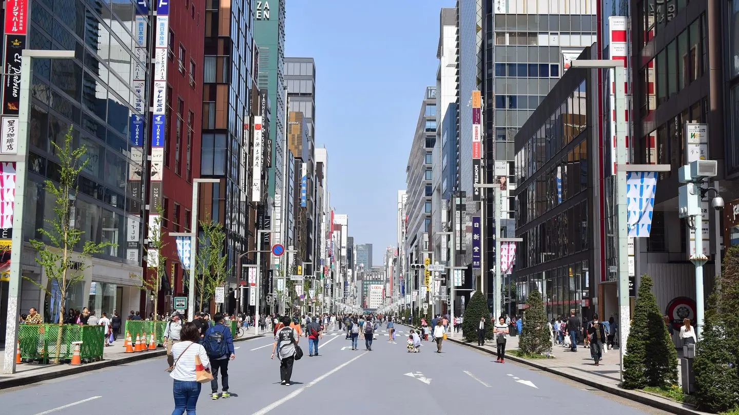 Shoppers on the main street of Ginza, Tokyo