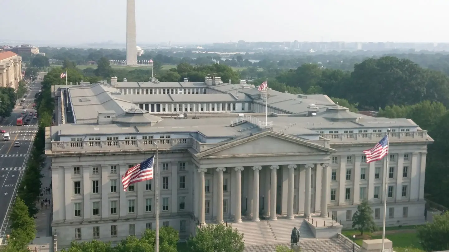 The US Treasury Department building in Washington, D.C.